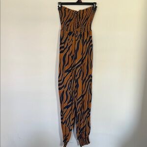 Orange and Navy Blue Zebra Print Jumpsuit